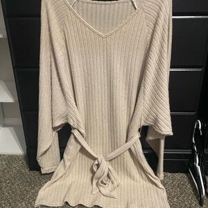 Elegant Cream Knit Sweater Dress